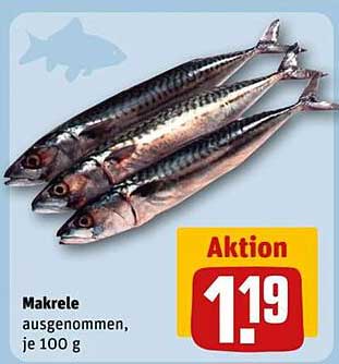 Makrele, ausgenommem, je 100 g