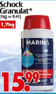 MARINA Schock Granulat 1,7 kg - Perfekte Wasserpflege für Ihr Schwimmbad