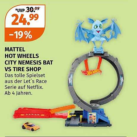 MATTEL HOT WHEELS CITY NEMESIS BAT VS TIRE SHOP
