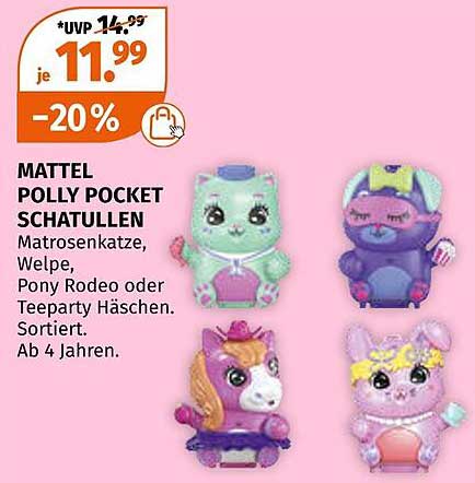MATTEL POLLY POCKET SCHATULLEN - Matrosenkatze, Welpe, Pony Rodeo oder Teeparty Häschen