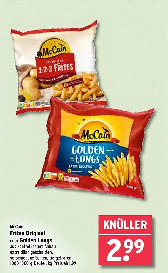 McCain Frites Original oder Golden Longs