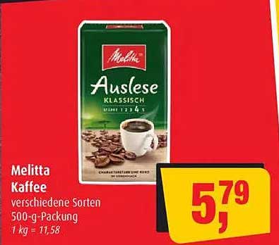 Melitta Auslese Kaffee, verschiedene Sorten, 500-g-Packung