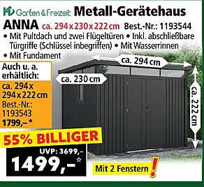 Metall-Gerätehaus ANNA 294 x 230 x 222 cm