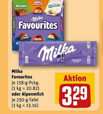 Milka Favourites und Alpenmilch Schokolade