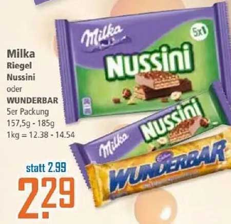 Milka Riegel Nussini oder WUNDERBAR 5er Packung