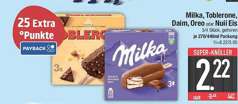 Milka, Toblerone, Daim, Oreo oder Nuii Eis – je 270/440ml Packung
