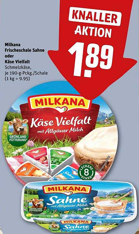 Milkana Frischeschale Sahne oder Käse Vielfalt