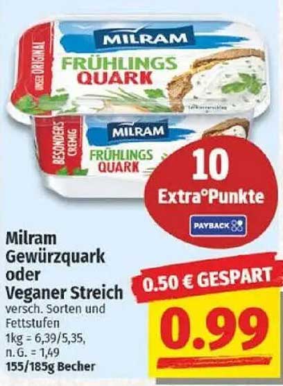 Milram Gewürzquark oder Veganer Streich
