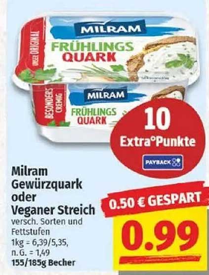 Milram Gewürzquark oder Veganer Streich