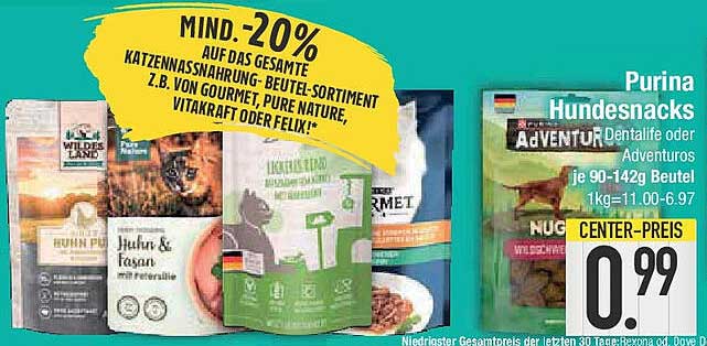 MIND. -20% auf das gesamte Katzennahrungs- Beutel-Sortiment z.B. von Gourmet, Pure Nature, Vitakraft oder Felix