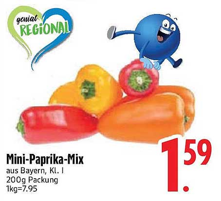 Mini-Paprika-Mix aus Bayern, Kl. I - 200g Packung für nur 1,59 €