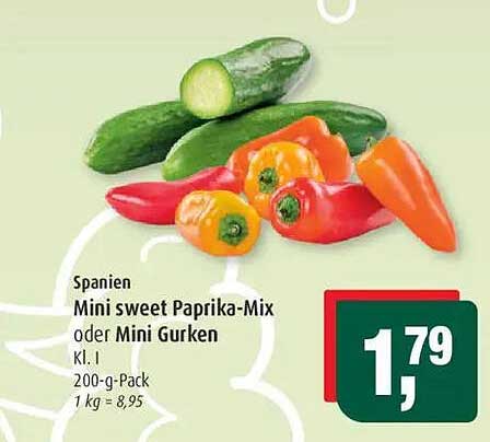Mini sweet Paprika-Mix oder Mini Gurken - Spanien