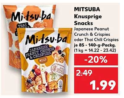 MITSUBA Knusprige Snacks - Japanese Peanut Crunch & Crispies oder Thai Chili Crispies