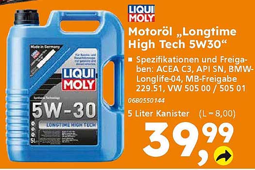 Motoröl „Longtime High Tech 5W30“