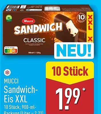 Mucci Sandwich-Eis XXL - 10 Stück
