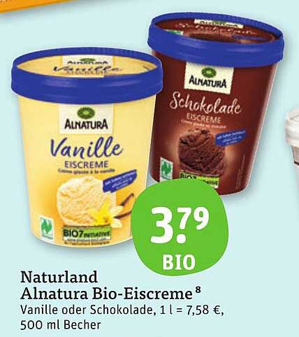 Naturland Alnatura Bio-Eiscreme – Vanille oder Schokolade