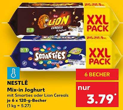 NESTLÉ Mix-in Joghurt mit Smarties oder Lion Cereals je 6 x 120-g-Becher