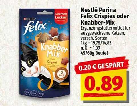 Nestlé Purina Felix Crispies oder Knabber-Mix