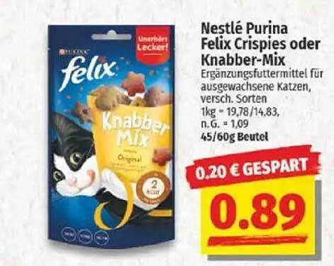 Nestlé Purina Felix Crispies oder Knabber-Mix