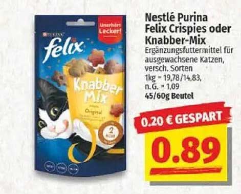 Nestlé Purina Felix Crispies oder Knabber-Mix