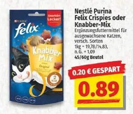 Nestlé Purina Felix Crispies oder Knabber-Mix