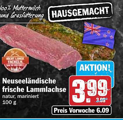 Neuseeländische frische Lammlachse, natur, mariniert