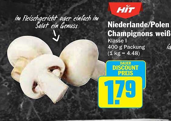 Niederlande/Polen Champignons weiß Klasse I 400 g Packung