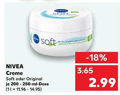 NIVEA Creme Soft oder Original je 200 - 250-ml-Dose