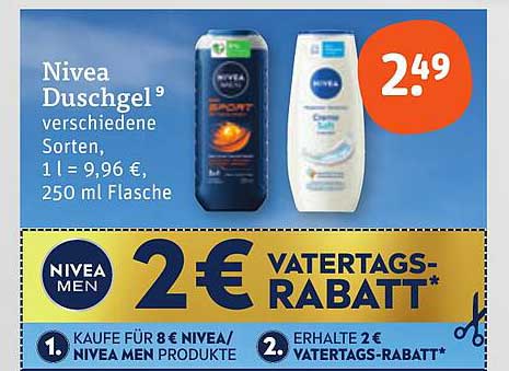 Nivea Duschgel 250 ml - verschiedene Sorten für nur 2,49 €