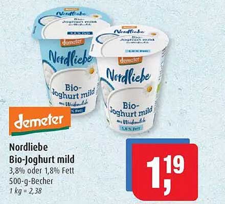 Nordliebe Bio-Joghurt mild 500-g-Becher