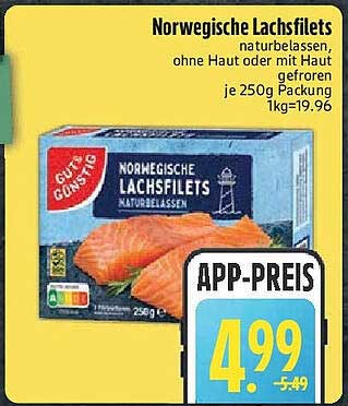 Norwegische Lachsfilets naturbelassen, ohne Haut oder mit Haut, gefroren je 250g