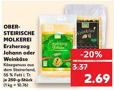 OBERSTEIRISCHE MOLKEREI Erzerzog Johann oder Weinkäse -20%