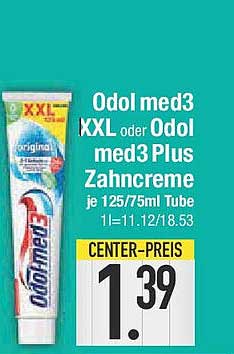 Odol med3 XXL oder Odol med3 Plus Zahnpasta je 125/75ml Tube