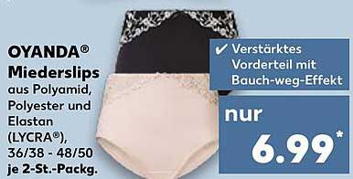 OYANDA® Miederslips aus Polyamid, Polyester und Elasthan (LYCRA®), 36/38 - 48/50 je 2-St.-Pack.