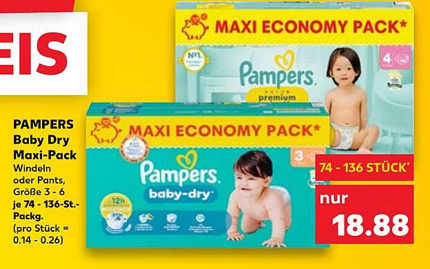 PAMPERS Baby Dry Maxi-Pack Windeln oder Pants, Größe 3 - 6