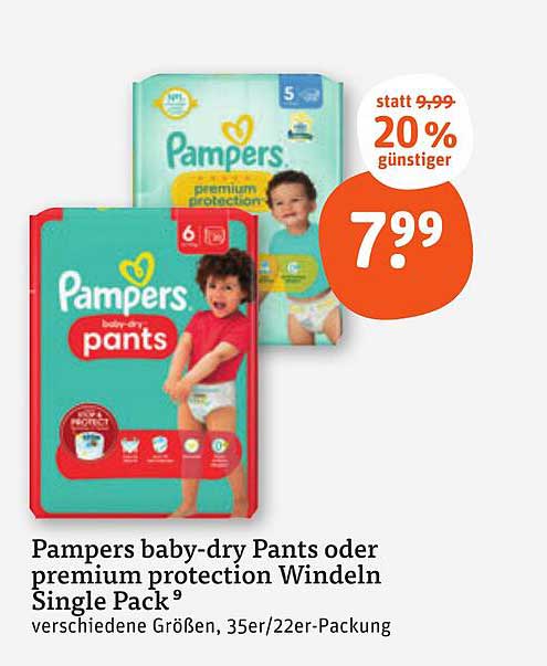 Pampers baby-dry Pants oder premium protection Windeln Single Pack