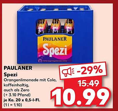 PAULANER Spezi - Oranglimonade mit Cola, koffeinhaltig