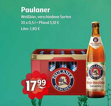 Paulaner Weißbier, verschiedene Sorten im 20er Kasten