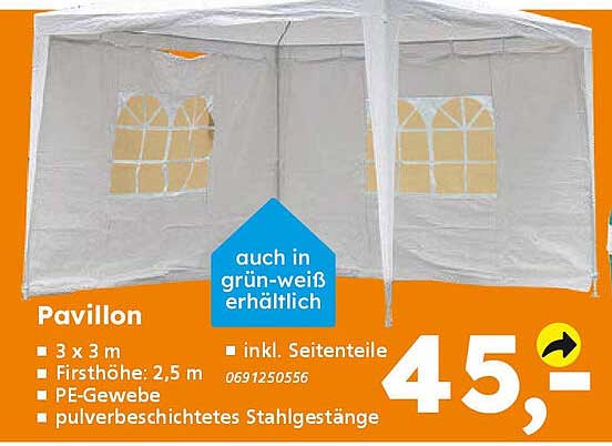 Pavillon 3 x 3 m mit Seitenteilen