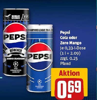 Pepsi Cola oder Zero Mango je 0,33-l-Dose