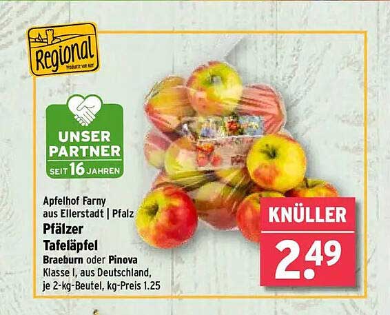 Pfalzäpfel Braeburn oder Pinova - 2-kg-Beutel für nur 2,49 €