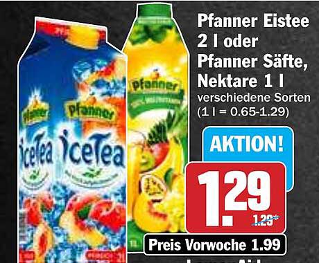 Pfanner Eistee 2 l oder Pfanner Säfte, Nektare 1 l - verschiedene Sorten