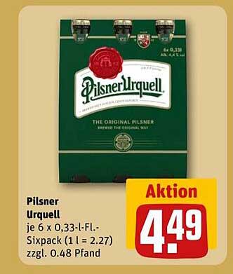 Pilsner Urquell 6 x 0,33 l Sixpack