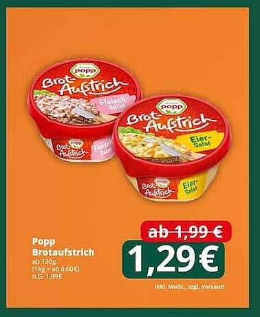 Popp Brotaufstrich - Fleischsalat und Eiersalat