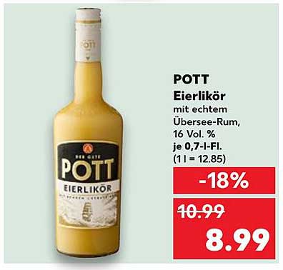 POTT Eierlikör mit echtem Übersee-Rum, 16 Vol. %, je 0,7 l-Fl.