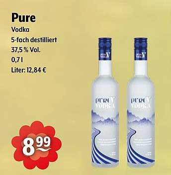 Pure Vodka 0,7 L – 5-fach destilliert, 37,5 % Vol.