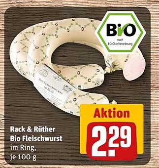 Rack & Rüther Bio Fleischwurst im Ring, je 100 g
