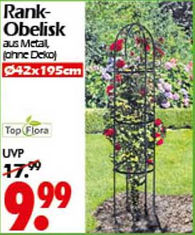 Rank-Obelisk aus Metal (ohne Deko) 42x195cm
