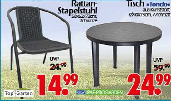 Rattan-Stapelstuhl und Tisch »Tondow« aus Kunststoff