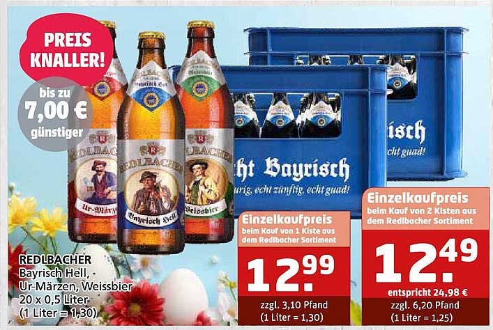REDLBACHER Bayrisch Hell, Ur-Märzen, Weissbier 20 x 0,5 Liter